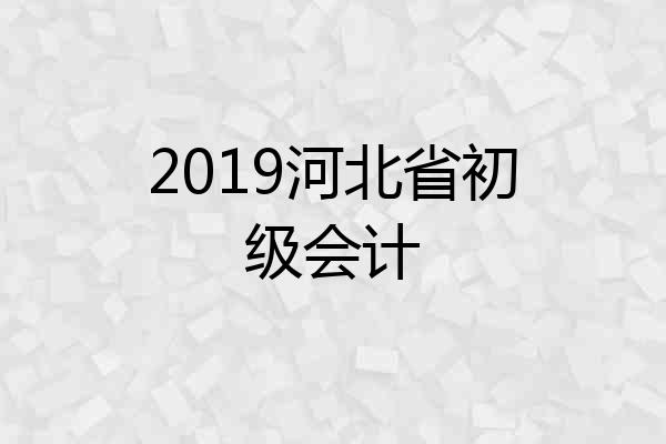 2019河北省初级会计