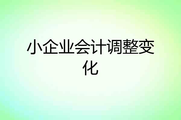 小企业会计调整变化