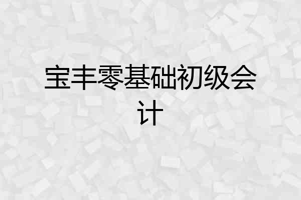 宝丰零基础初级会计