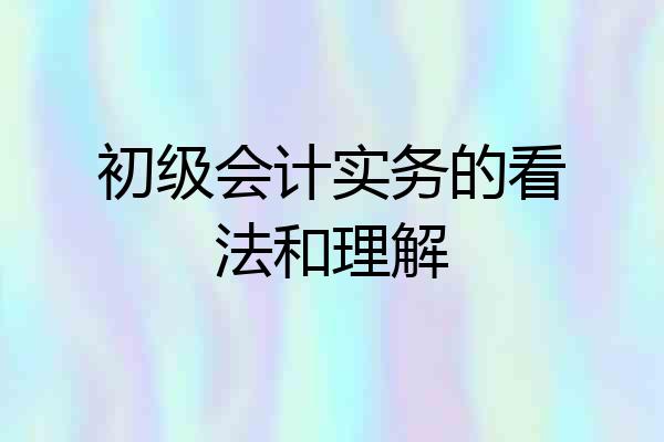 初级会计实务的看法和理解