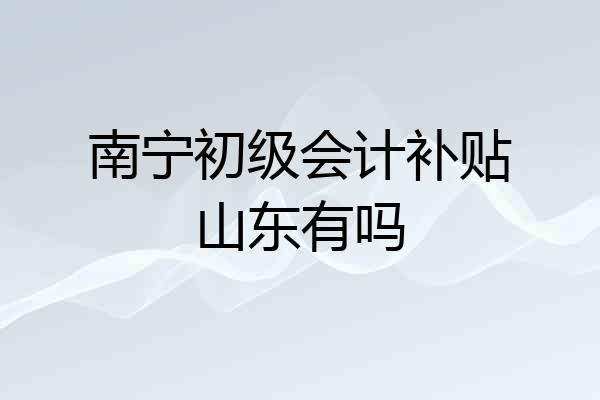 南宁初级会计补贴山东有吗