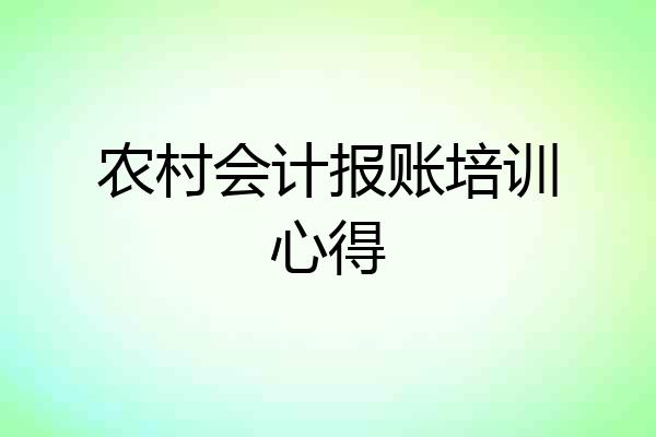 农村会计报账培训心得