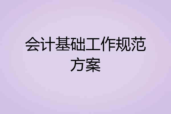会计基础工作规范方案