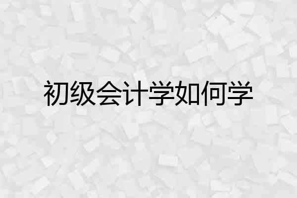 初级会计学如何学