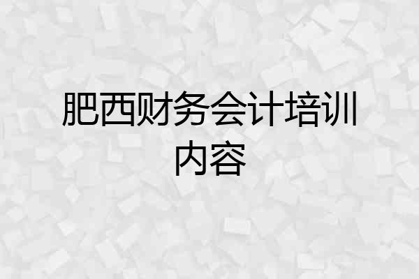 肥西财务会计培训内容