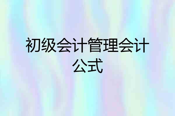 初级会计管理会计公式