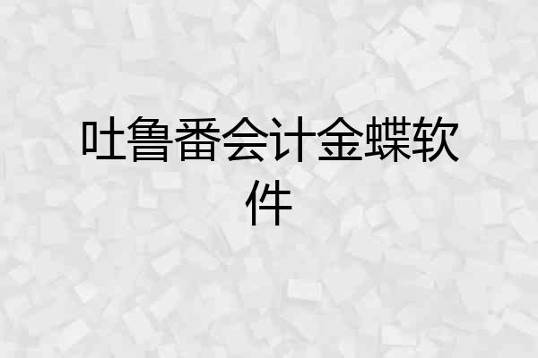吐鲁番会计金蝶软件