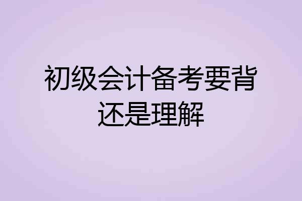 初级会计备考要背还是理解