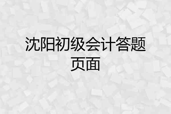 沈阳初级会计答题页面