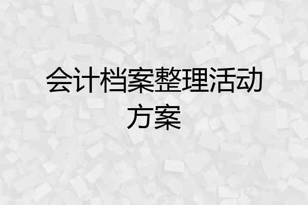 会计档案整理活动方案
