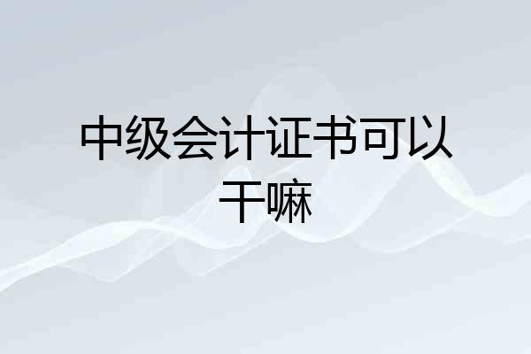 中级会计证书可以干嘛