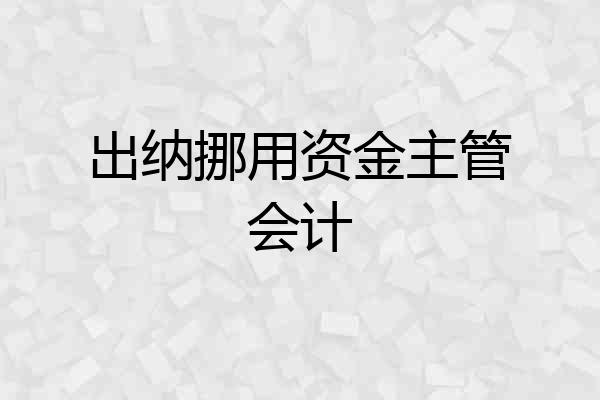 出纳挪用资金主管会计
