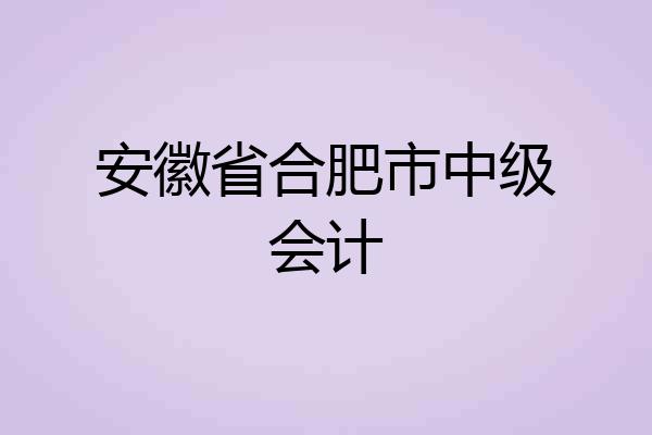安徽省合肥市中级会计