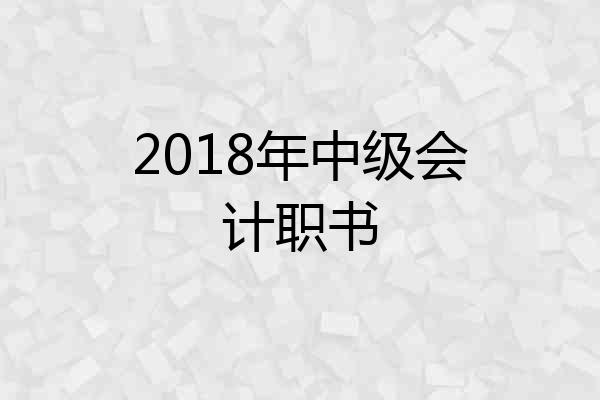 2018年中级会计职书