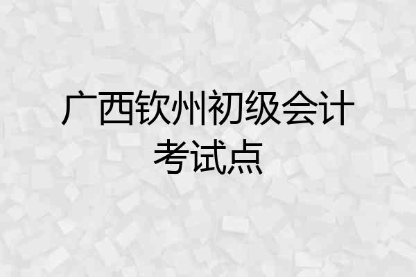 广西钦州初级会计考试点