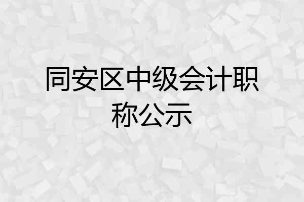 同安区中级会计职称公示