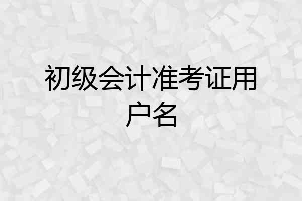 初级会计准考证用户名