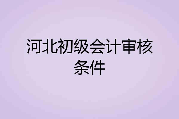 河北初级会计审核条件