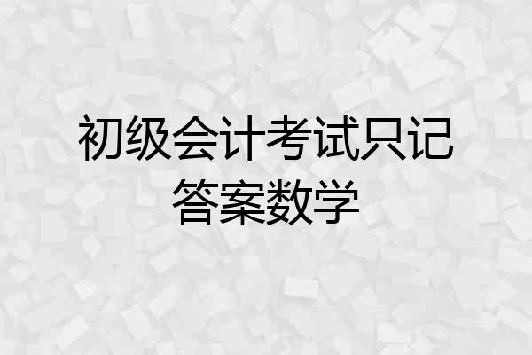 初级会计考试只记答案数学