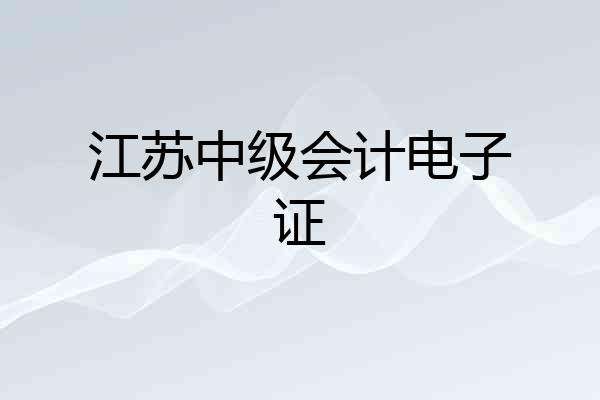 江苏中级会计电子证