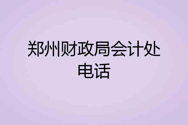 郑州财政局会计处电话