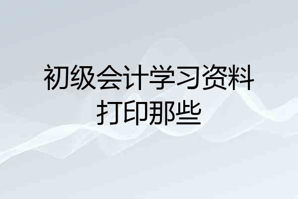 初级会计学习资料打印那些