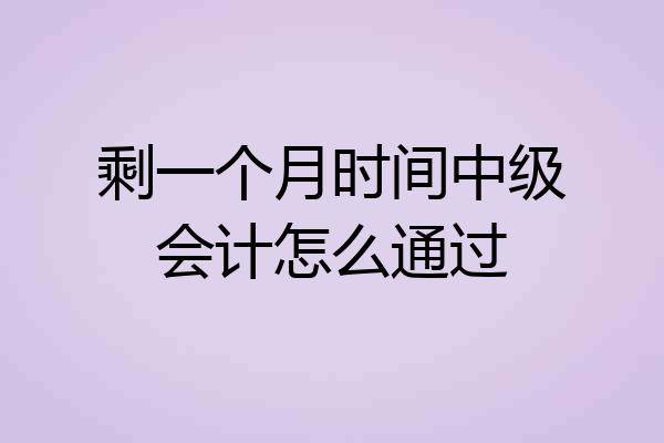 剩一个月时间中级会计怎么通过