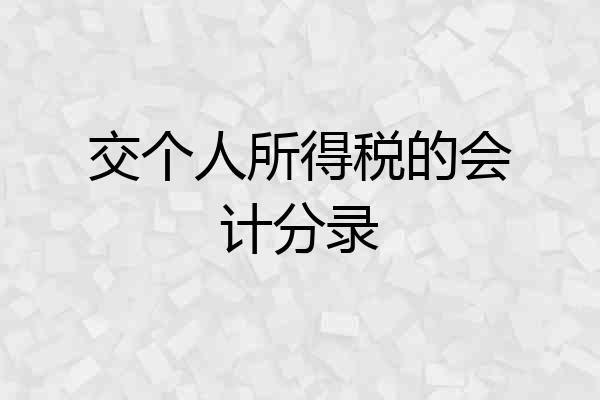交个人所得税的会计分录