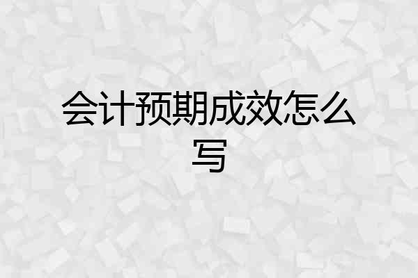 会计预期成效怎么写