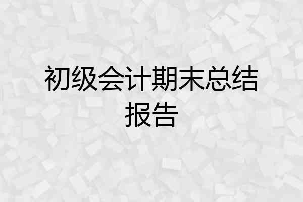 初级会计期末总结报告