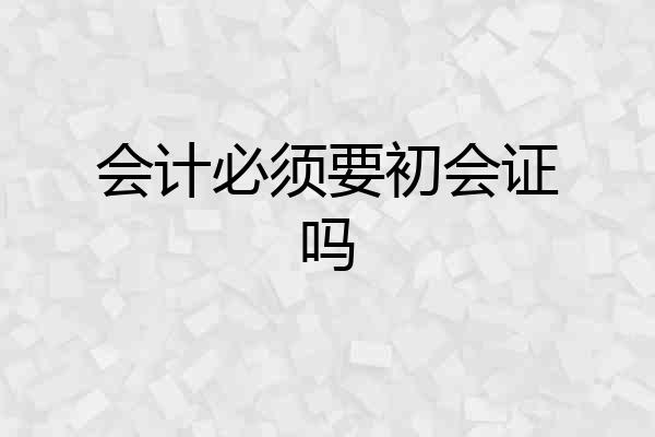 会计必须要初会证吗