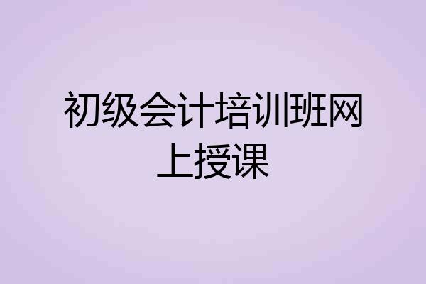 初级会计培训班网上授课