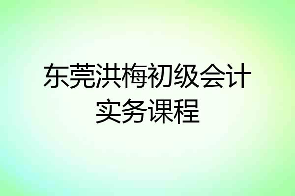 东莞洪梅初级会计实务课程