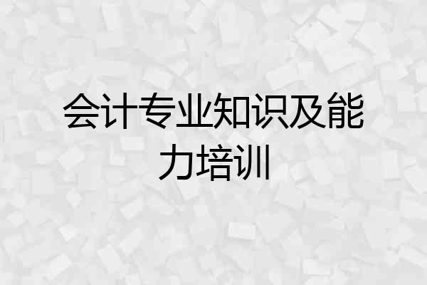 会计专业知识及能力培训