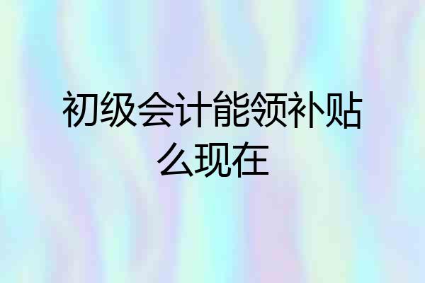 初级会计能领补贴么现在