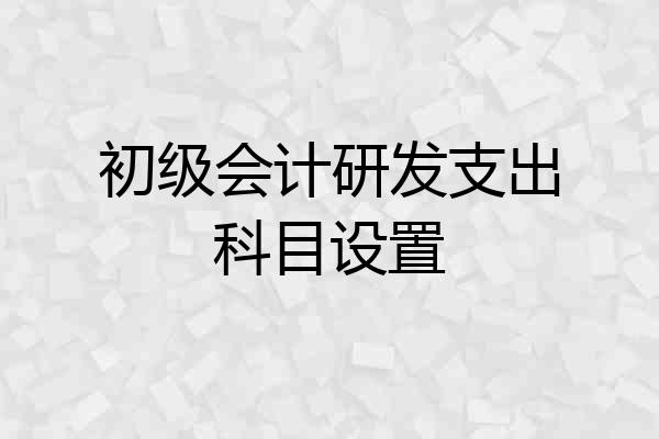 初级会计研发支出科目设置