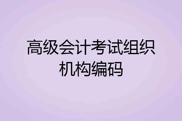 高级会计考试组织机构编码