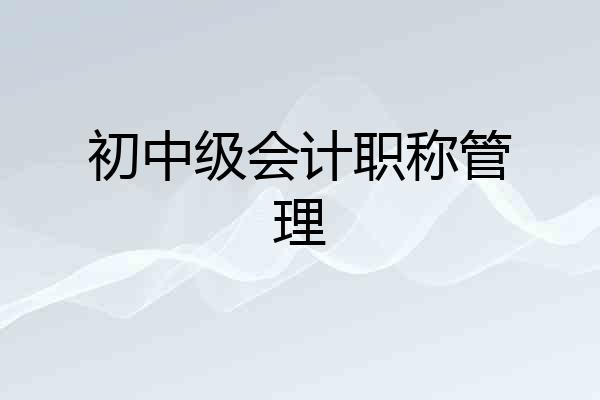 初中级会计职称管理