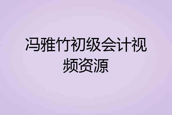 冯雅竹初级会计视频资源