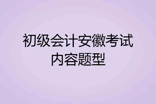 初级会计安徽考试内容题型