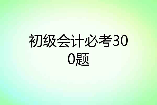 初级会计必考300题