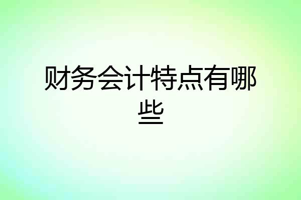财务会计特点有哪些