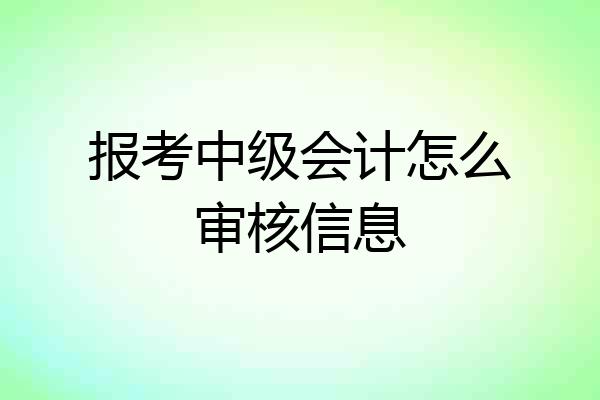 报考中级会计怎么审核信息