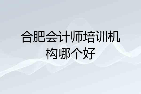 合肥会计师培训机构哪个好