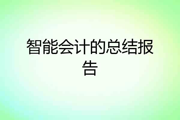 智能会计的总结报告