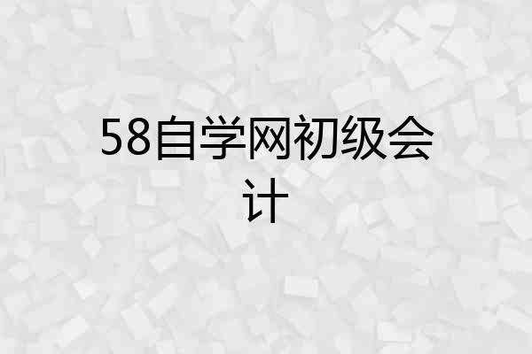 58自学网初级会计