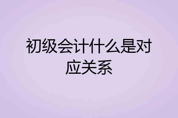 初级会计什么是对应关系