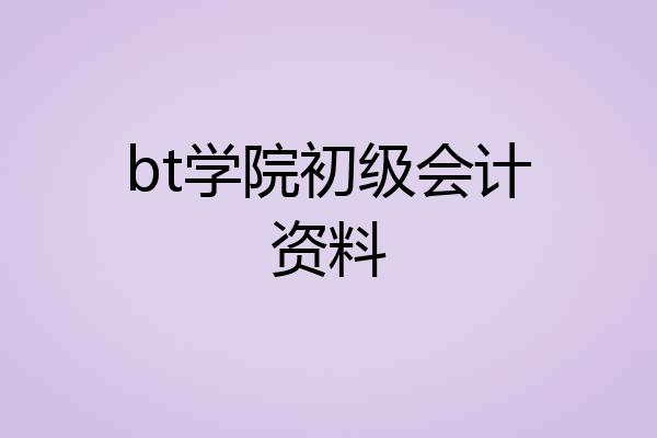 bt学院初级会计资料