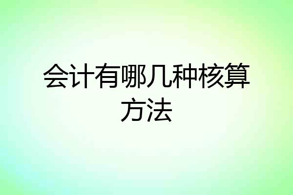 会计有哪几种核算方法