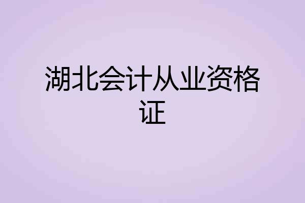 湖北会计从业资格证